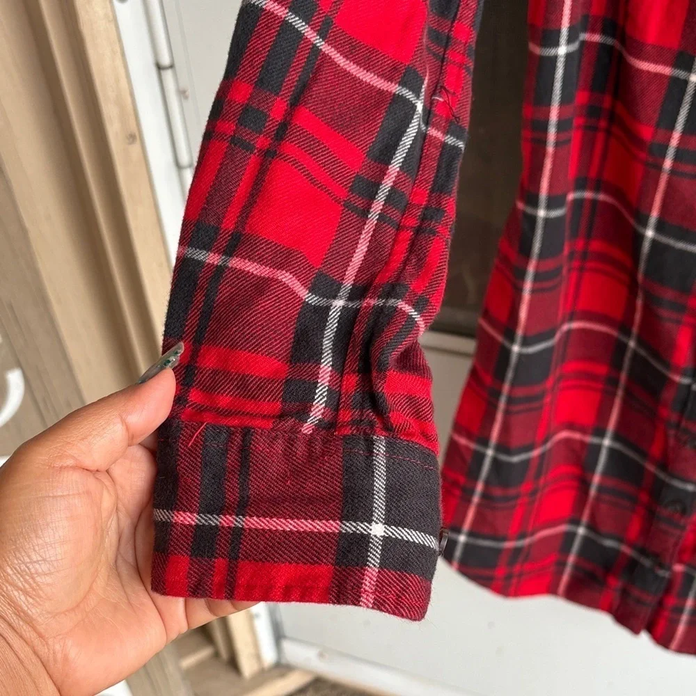 Ralph Lauren Red and Black Plaid Button-Up Shirt dress